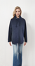 Quilted L/S High Collar Top -- D28367R Navy (Pebbles)