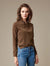 Quilted L/S High Collar Top -- D28367 Walnut