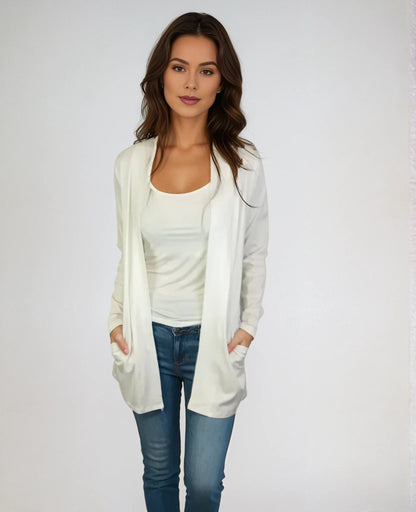 Open Front Cardigan -- Whisper White (D28516CR)