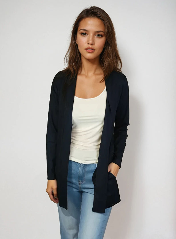 Open Front Cardigan -- Navy (D28516CR)
