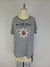 Embroidered Top w extended shoulder -- Navy White S/S (D28663A)