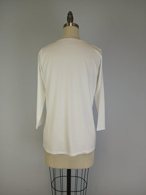 Embroidered Top Long Sleeve and Scoop Neckline -- Whisper White (D28664)