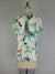 Printed Knit Top -- Blue Green Floral Design S/S (D28808)