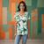 Printed Knit Top -- Blue Green Floral Design S/S (D28808)