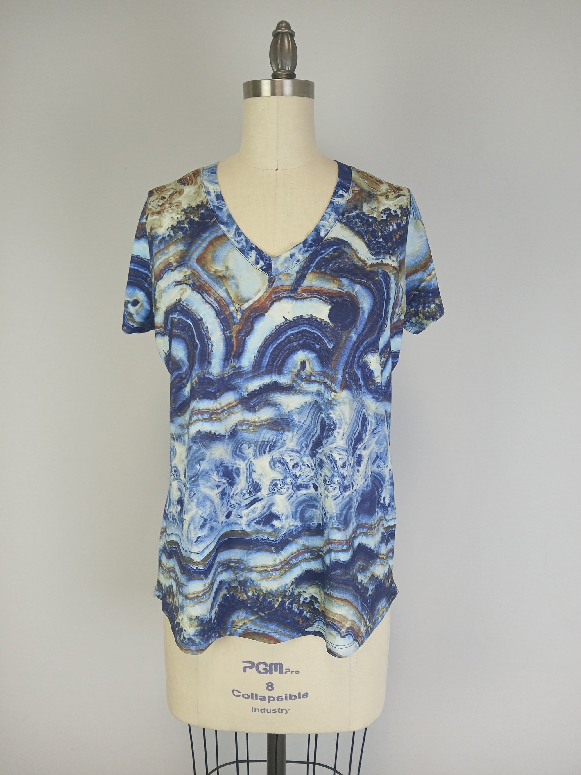Printed Knit Top -- Blue Marble Design S/S (D28808)