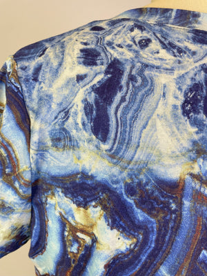 Printed Knit Top -- Blue Marble Design S/S (D28808)