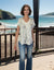V Neck Knit Top -- Silver Foil Print White S/S D28831