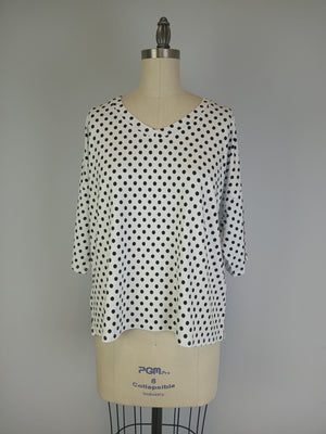 3/4 Sleeve DOT Printed Knit Top D28836