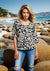 3/4 Sleeve Flower Printed Knit Top D28836