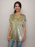 Animal Print Foil Shine Top -- Coffee Gold S/S (D28916)