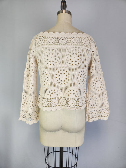 Boatneck Crochet Sweater (D3010) Beigh