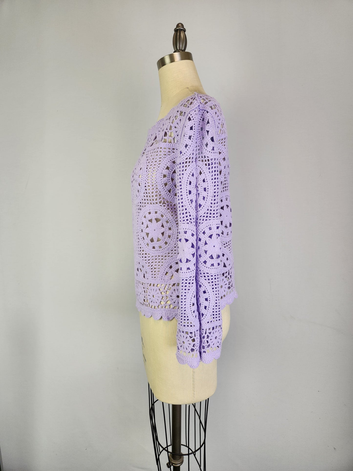 Boatneck Crochet Sweater (D3010) Lavender