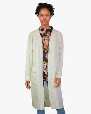 Open Front Cardigan w/ Pockets -- Bone White (D3099)