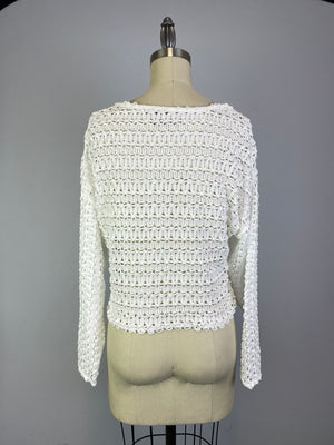 Ribbon Lace Drop Shoulder Top -- Whisper White (D3877)
