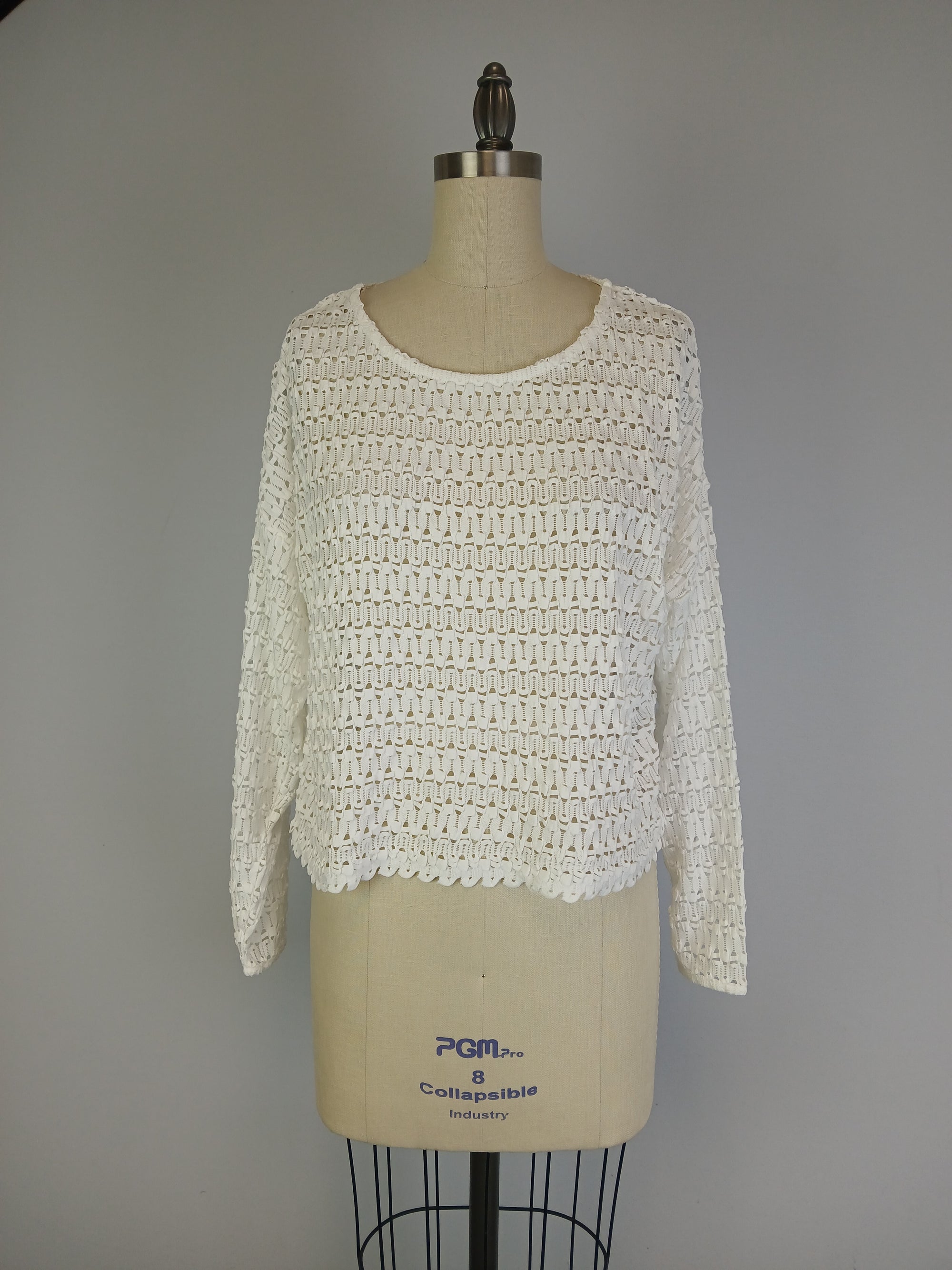 Ribbon Lace Drop Shoulder Top -- Whisper White (D3877)