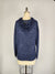 Hooded Sweater-like Top w/ Puff Ball Drawstring - Navy (D400)