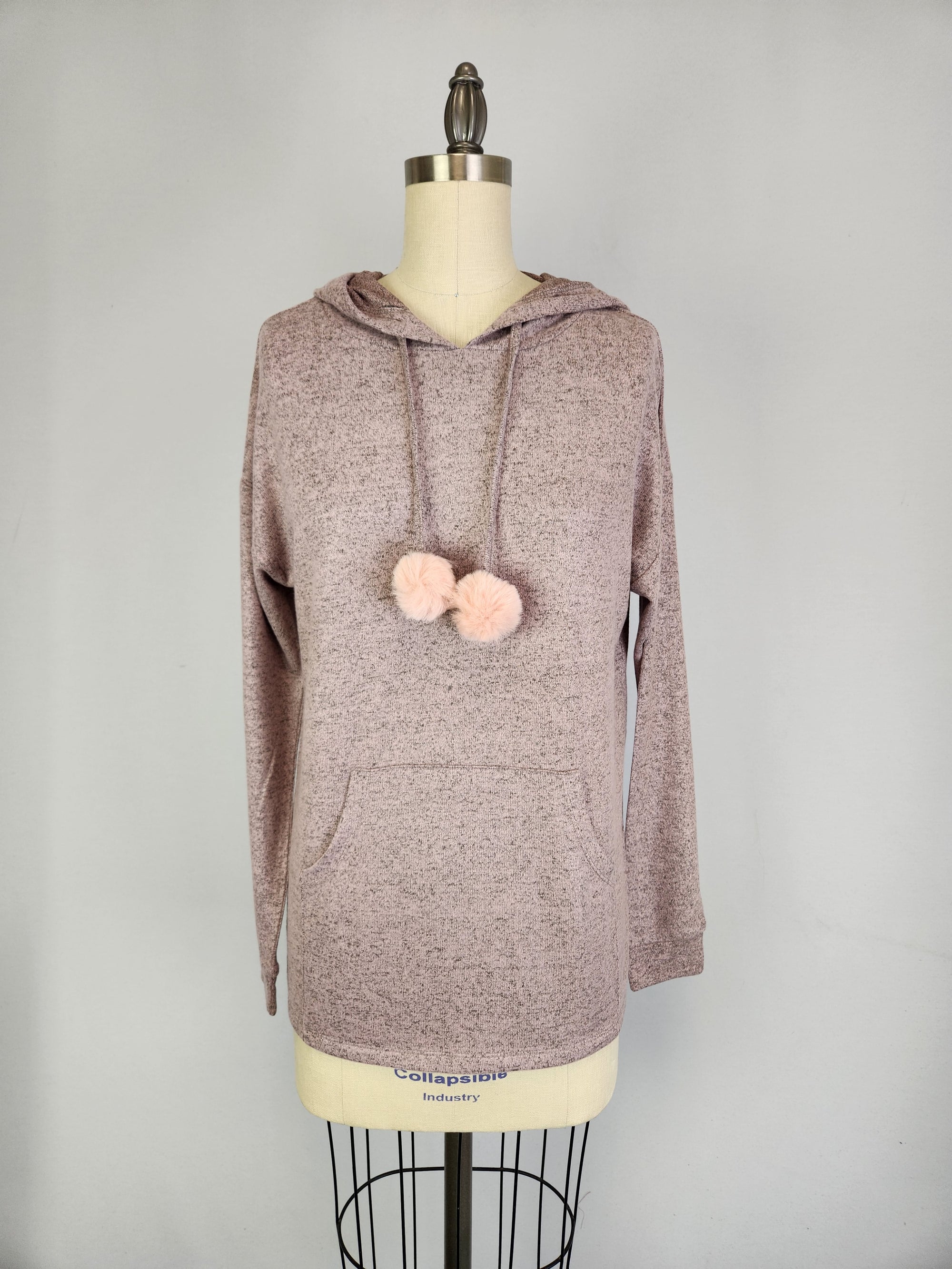 Hooded Sweater-like Top w/ Puff Ball Drawstring - Pambe (D400)