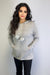 Hooded Sweater-like Top w/ Puff Ball Drawstring - Dk Grey Mélange (D400)