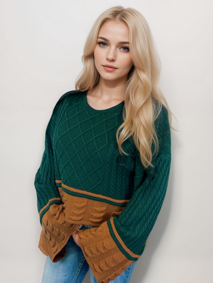 Multi Stitch Oversized Sweater -- Nutshell (D8771)