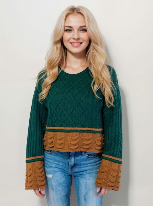 Multi Stitch Oversized Sweater -- Nutshell (D8771)