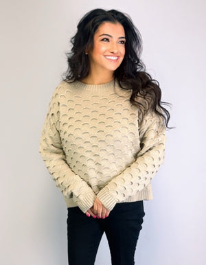 Eyelash Stitch Sweater -- Beige (D9333)