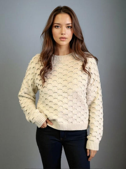 Eyelash Stitch Sweater -- Beige (D9333)