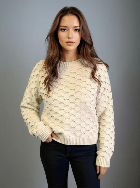 Eyelash Stitch Sweater -- Beige (D9333)