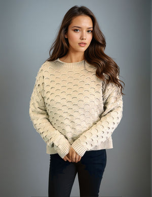 Eyelash Stitch Sweater -- Beige (D9333)
