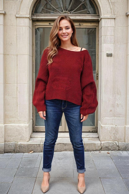 Drop Stitch Oversized Sweater (D9341) Cordovan