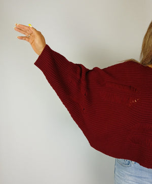 Drop Stitch Oversized Sweater (D9341) Cordovan