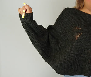 Drop Stitch Oversized Sweater (D9341) Phantom