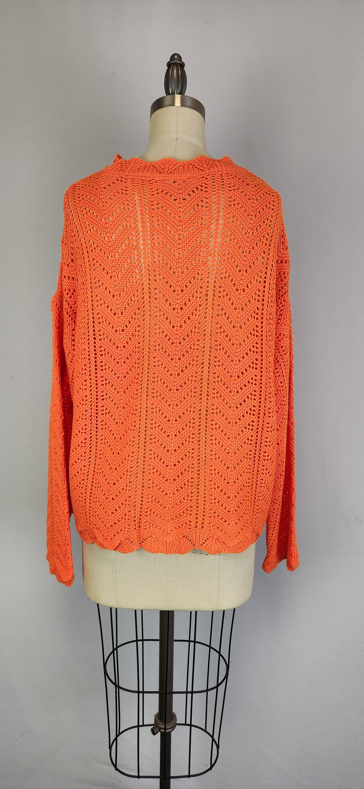 Scallop Stitch Crew Neck Sweater -- Orange (D9343)