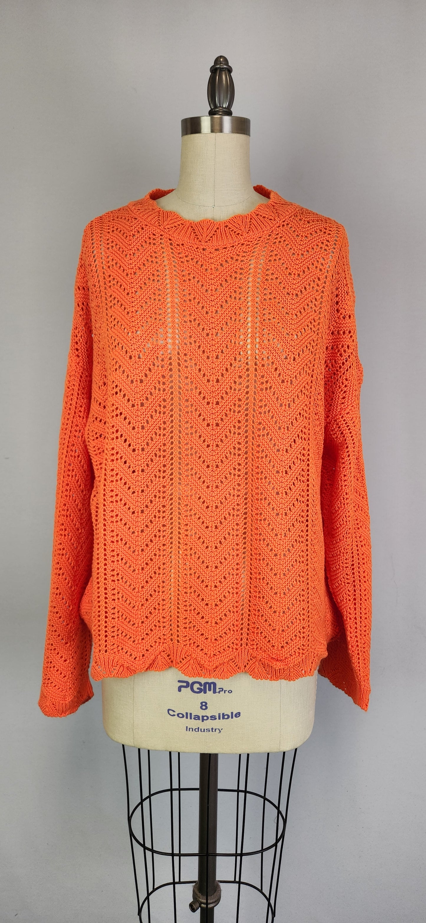 Scallop Stitch Crew Neck Sweater -- Orange (D9343)