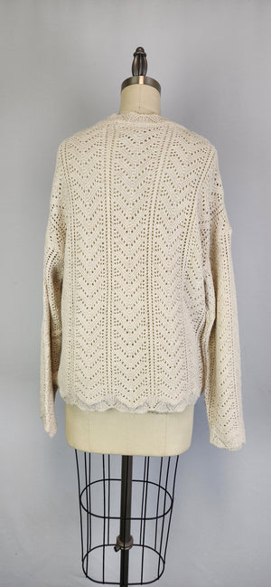 Scallop Stitch Crew Neck Sweater (D9343)