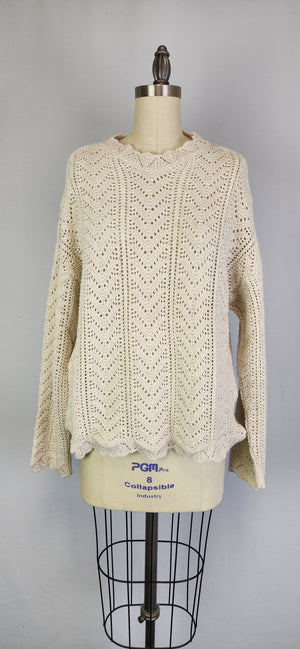 Scallop Stitch Crew Neck Sweater (D9343)