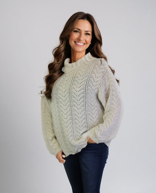 Scallop Stitch Crew Neck Sweater (D9343)