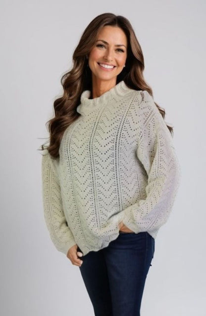 Scallop Stitch Crew Neck Sweater (D9343)