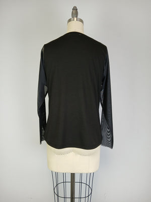 Mesh L/S Knit Print Top w Mesh Printed Overlay D9601L