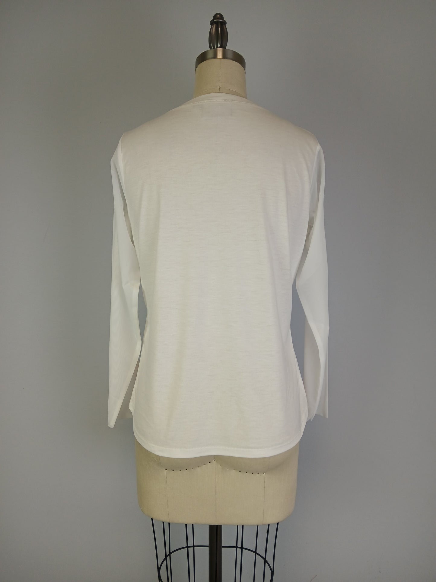 Mesh L/S Knit Print Top w Mesh Printed Overlay D9601TA