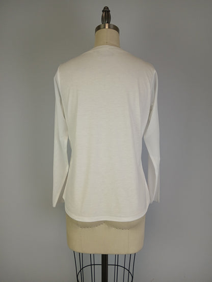 Mesh L/S Knit Print Top w Mesh Printed Overlay D9601TA