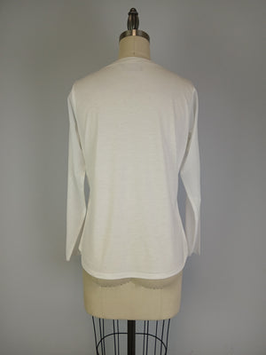 Mesh L/S Knit Print Top w Mesh Printed Overlay D9601TA