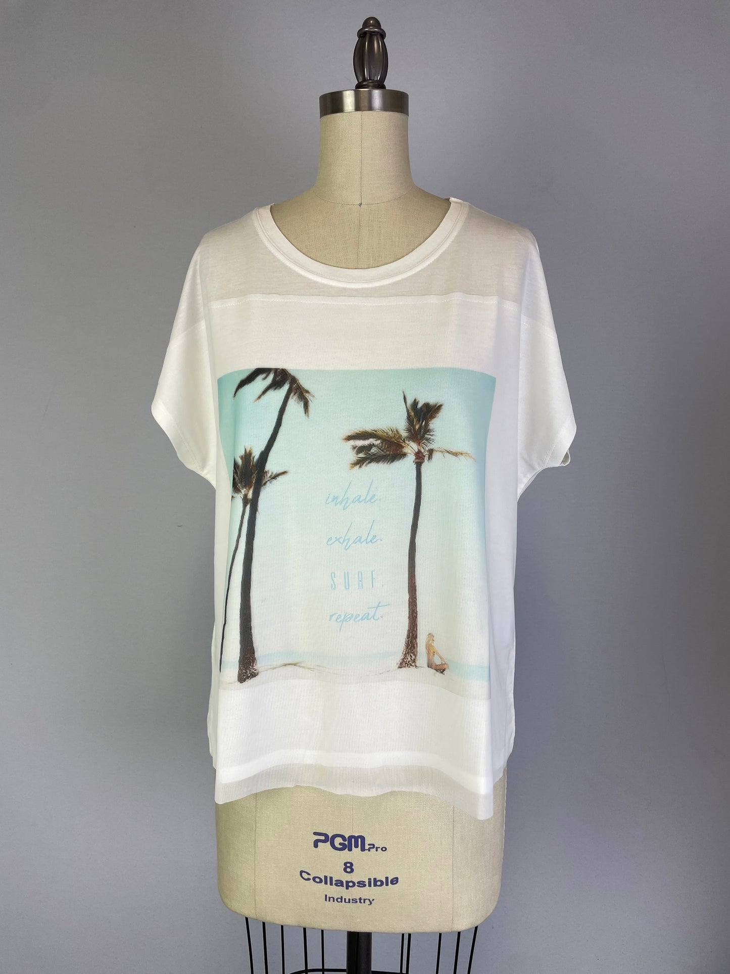 Knit Print Top with Mesh Printed Overlay (D960I) S/S