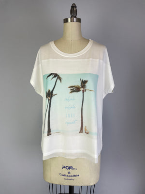 Knit Print Top with Mesh Printed Overlay (D960I) S/S