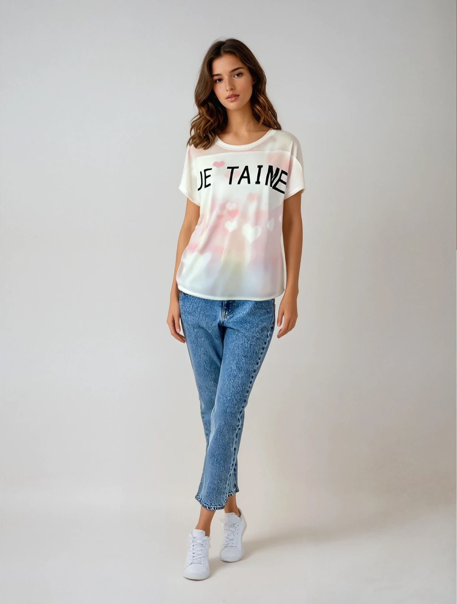 Knit Print Top with Mesh Printed Overlay S/S (D960JT)