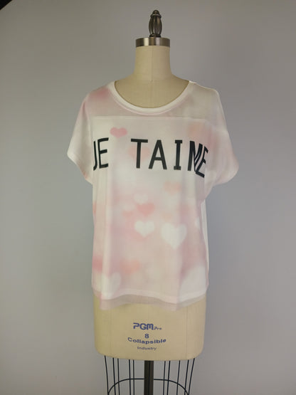 Knit Print Top with Mesh Printed Overlay S/S (D960JT)