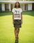 Knit Print Top with Mesh Printed Overlay S/S (D960RC)
