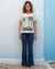 Knit Print Top with Mesh Printed Overlay S/S (D960RV)