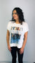 Knit Print Top with Mesh Printed Overlay S/S (D960SV)