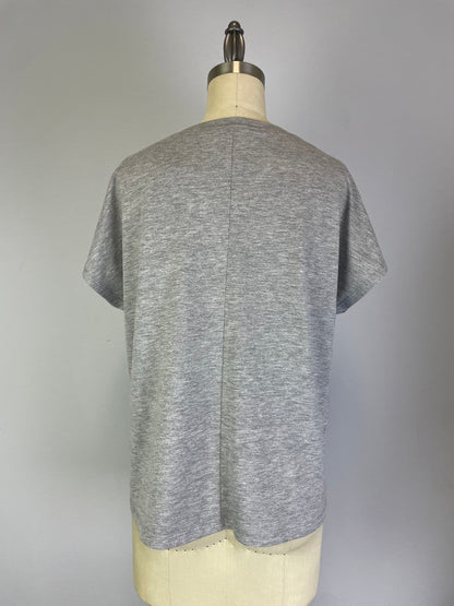 Knit Print Top with Mesh Printed Overlay S/S (D960WS)