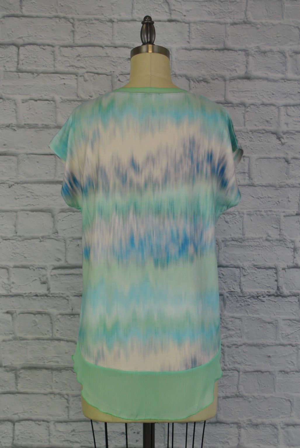 Knit Printed Top with Chiffon Hem - Watercolor S/S (DC190305)